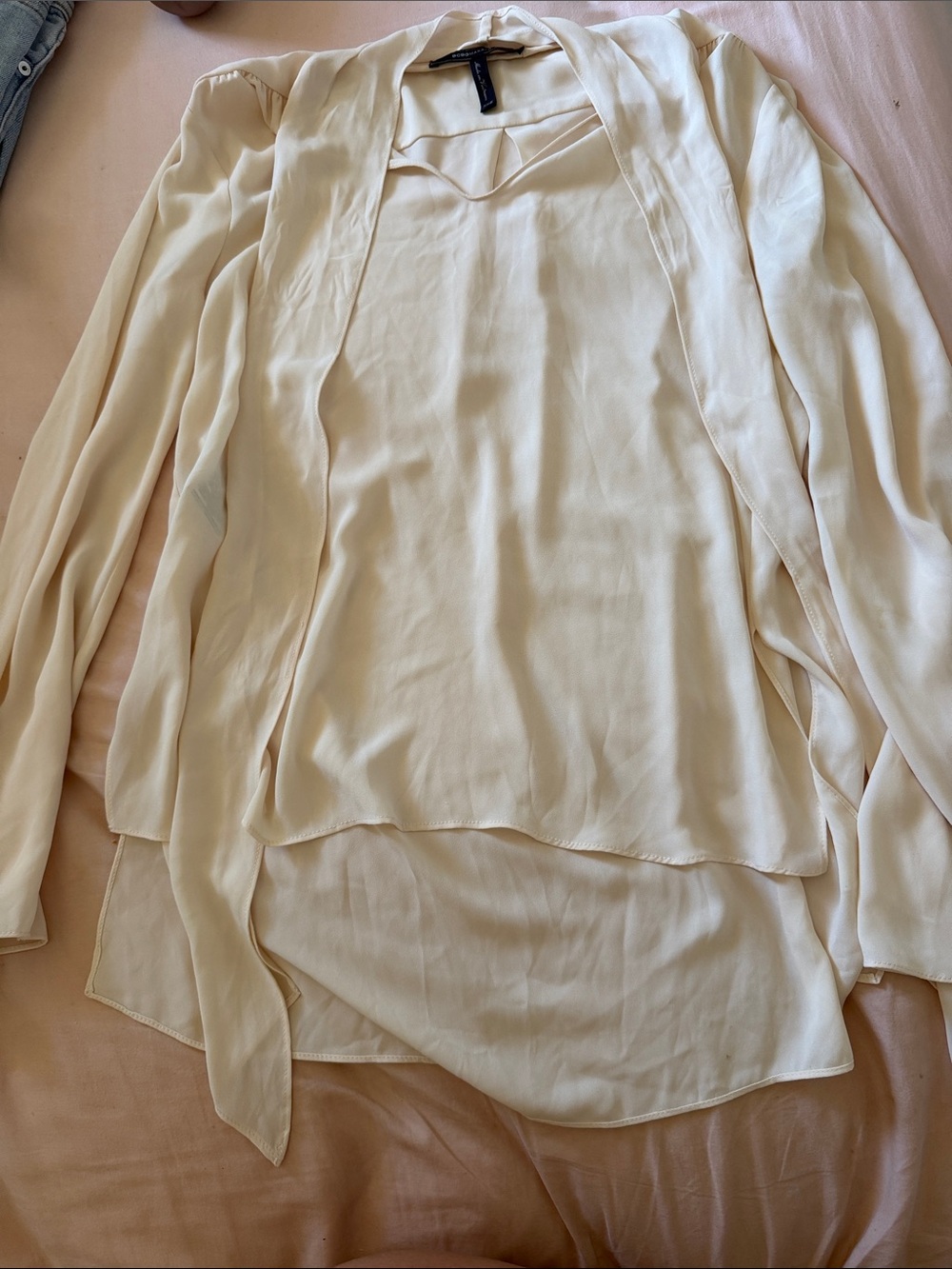 BCBGMaxAzria Cream Layered V-Neck Tunic